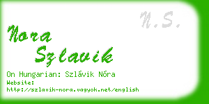 nora szlavik business card