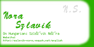 nora szlavik business card